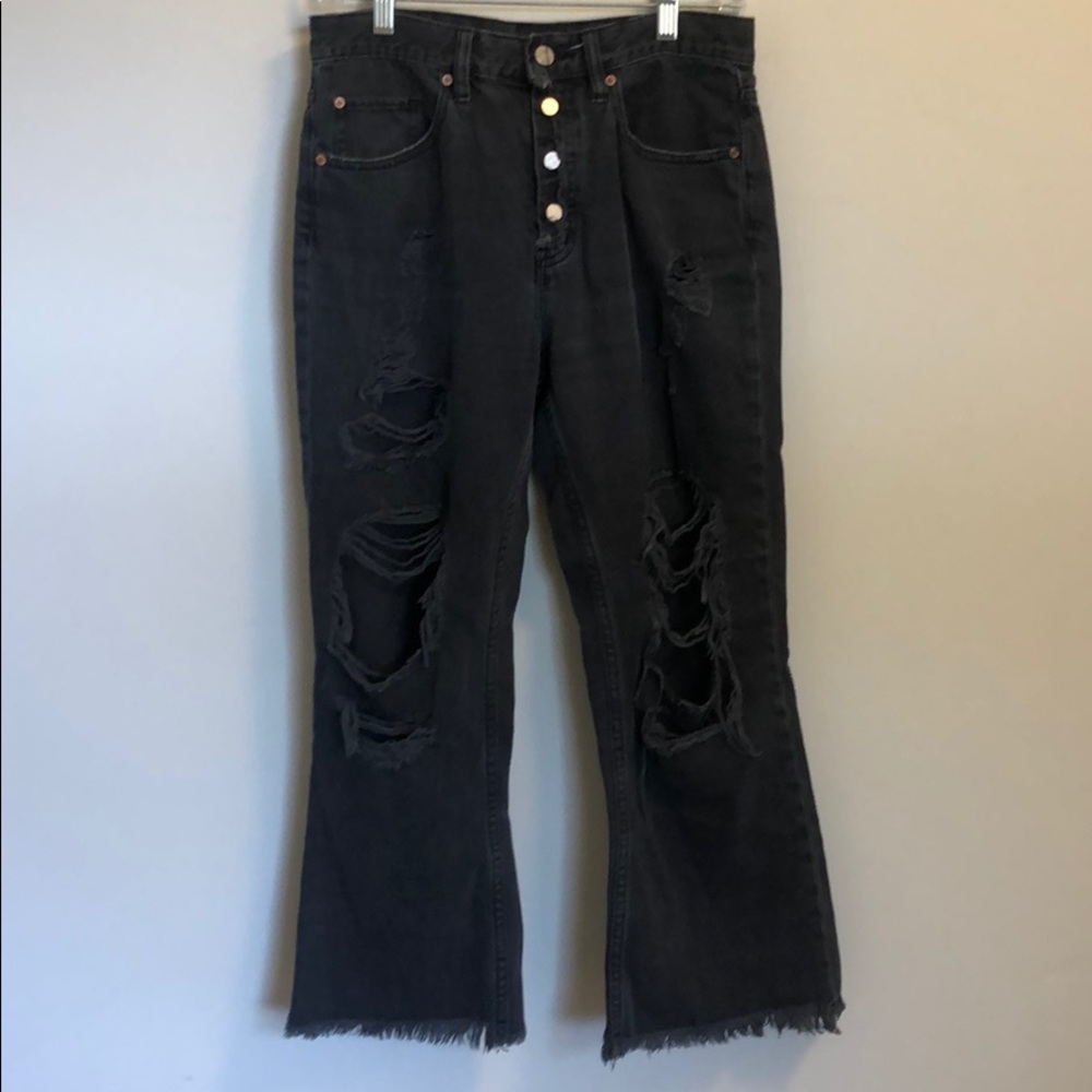 BDG ripped kick flare high rise cropped